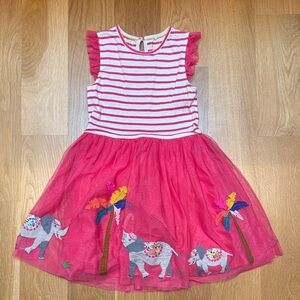 Mini Boden Pink and White Striped Elephant Dress